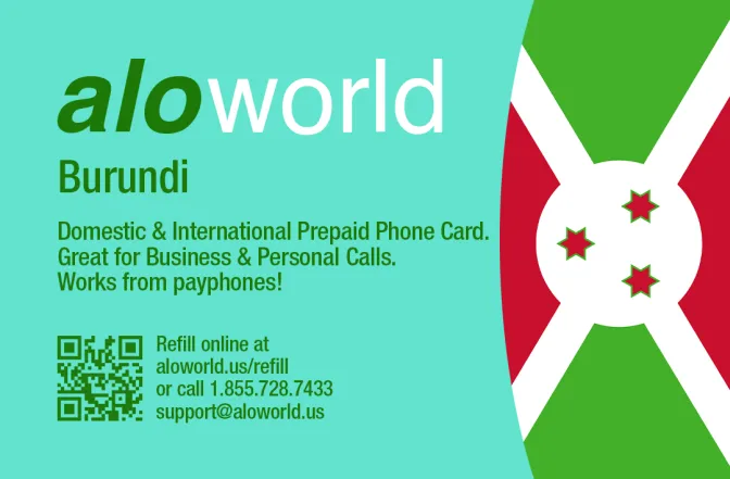 Call Burundi from United States or Canada cheap and easy with a calling card.